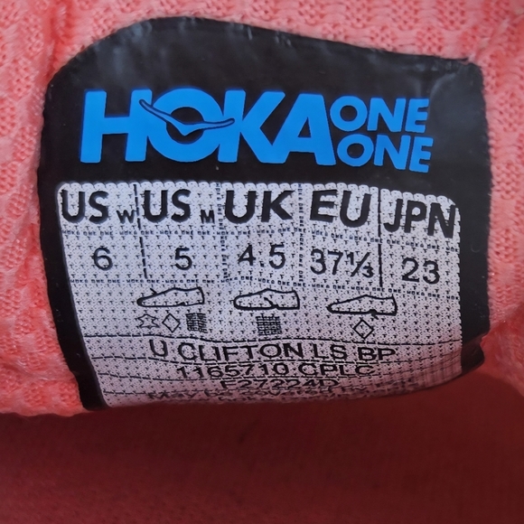 HOKA Clifton LS Sneaker Cantaloupe/Electric Coral Women’s 6 Comfy ( New $175) - Picture 6 of 6